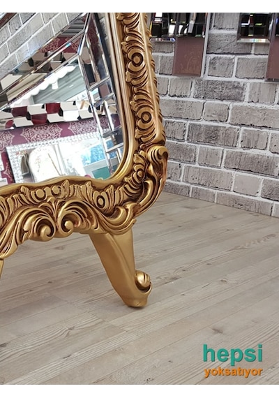 Bihter Model Altın Renk Varaklı Ayaklı Boy Aynası