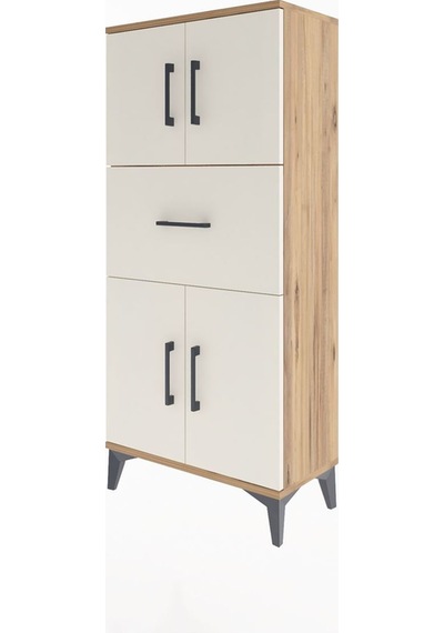 Arges Dolap Tek Raflı Tek Çekmeceli 4 Kapaklı 60x30x134 Çam-a... Çam