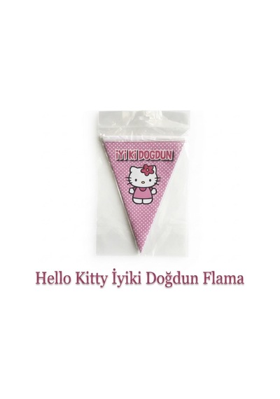 Hello Kitty İyiki Doğdun Flama - Pembe Puantiyeli Doğum Günü Parti Süsü Pembe Tüm Yaşlar