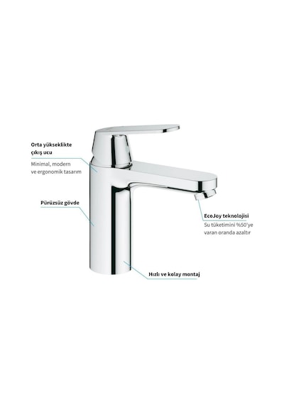 Grohe Eurocosmo Tek Kumandalı Lavabo Bataryası - 23327000 Gümüş