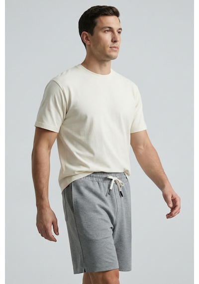 Tommy Life Gri Melanj Standart Fit Basic Arka Cepli Erkek Şort - 88314
