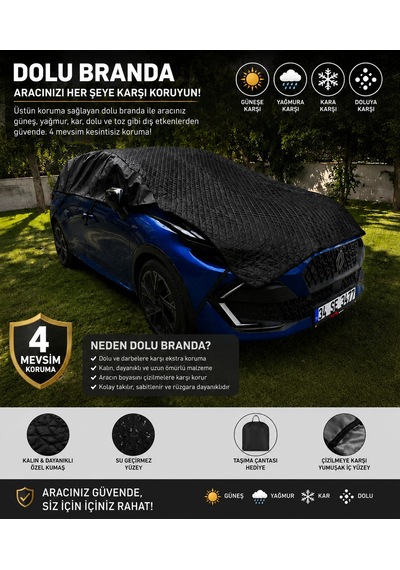 Gard Oto Universal Hatchbak Araç Brandası Su Geçirmez Siyah Hatchback