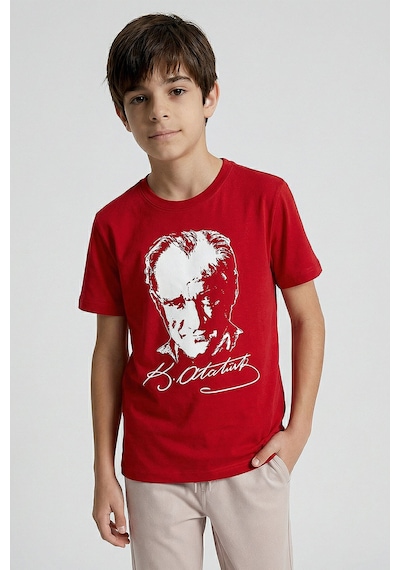 Tommy Life Kırmızı Atatürk Baskılı Unisex T-shirt - 11332 KIrmızı