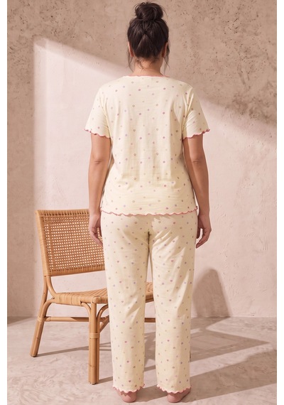 Siyah İnci Beden Fitilli Kaşkorse Örme Pijama Takım26120851 Sarı