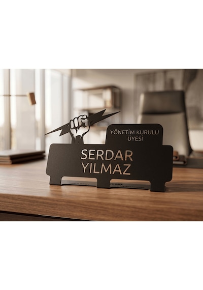 Kişiye Özel Hediyelik Elektrik Elektronik Mühendislik Tasarımlı Metal Masaüstü İsimlik Siyah