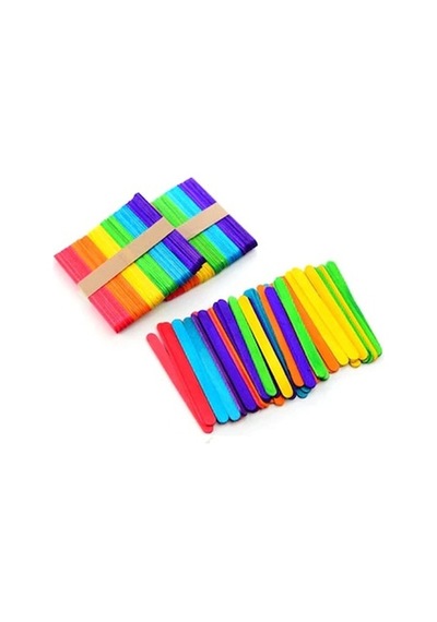 Renkli Dondurma Dil Çubuğu İnce 50li - 2 Paket