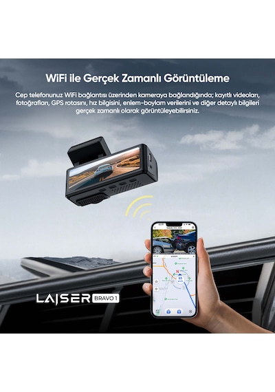 Laiser Bravo 1 Araç Kamerası 2 Kanal 2k + Fhd Arka Hdr Gps Wi-fi 3,2" Ips Ekran