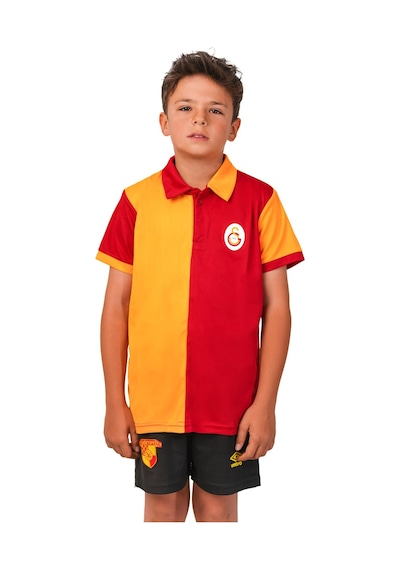 Gsstore Galatasaray Lisanslı 5 Yıldız Polo Yaka Çocuk Forma T-shirt Sarı - Kırmızı