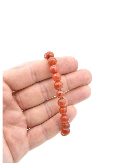 Murty99 Hakiki Doğal Yemen Akik Taşı Bileklik 8.5 MM Kırmızı