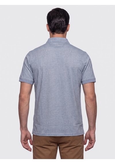 Açık Mavi Mikro Desenli Regular Fit Erkek Polo Yaka Tişört Indigo