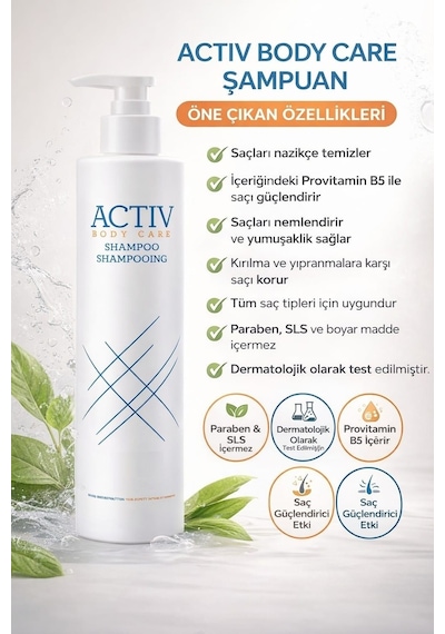 Actıv Body Care Şampuan 360 Ml Tüm Saç Tipleri İçin Günlük Bakım & Ferahlık