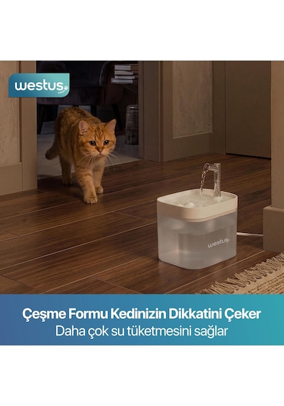 İnpets H13 1.5 Litre Ultra Sessiz Evcil Hayvan Kedi Köpek Su Pınarı Çeşmesi Su Sebili Şelalesi 3 Akış Hızı Kontrollü Yıkanabilir Filtreli Gıda Sınıfı Antibakteriyel Bpa Free