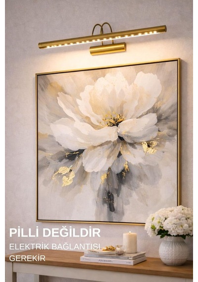 Gold Led Tablo Aydınlatması, Beyaz Işık, Duvar Tipi Ayna Üstü Dekoratif Aplik Diğer