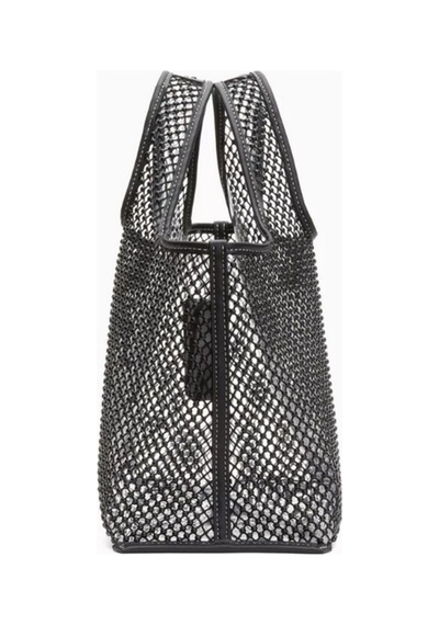 3.1 Phillip Lim Kristal Fileli Mini Market Çantası, Şık & Pratik, Logo Etiketi El Çantası Siyah