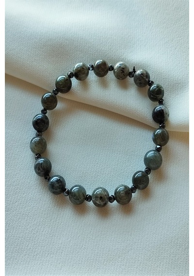 Badeaccessories 8 Mm Labradorit, Hematit Doğal Taş Bileklik Çok Renkli