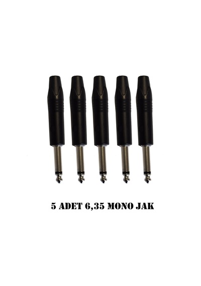 6.35 Mm Mono Çivi Jak Lehim Tipi Fiş Enstrüman Gitar Amfi Mikser Ses Kablosu Giriş Jakı 5 Adet