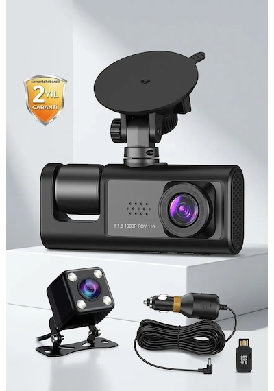 3 Kameralı Araç Kamerası Geri Görüş Kameralı Park Destekli Dashcam