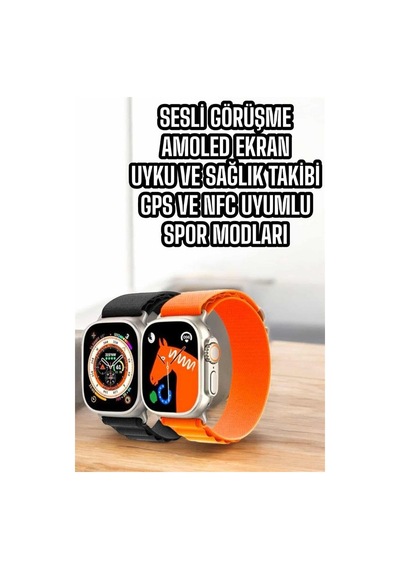 Akıllı Saat Uyku Ve Spor Takibi Yeni Nesil Bluetooth Bağlantılı Amoled Ekran Turuncu