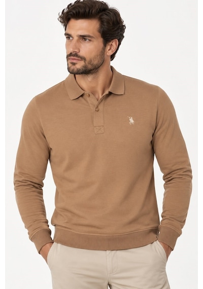 V9007 Dewberry Erkek Sweatshırt-düz Camel