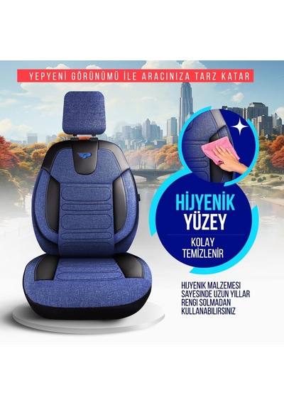 Panda Atlanta Serisi Keten Kumaş Oto Koltuk Kılıfı   - Tam Set