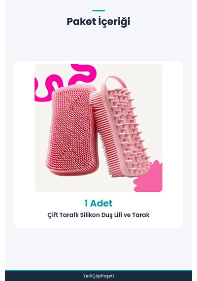 Çift Taraflı Silikon Duş Lifi - Saç Tarağı