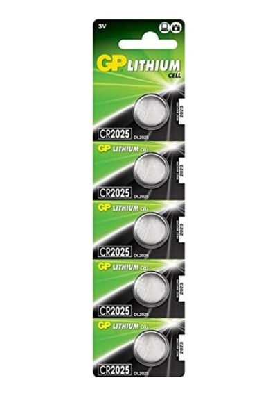 Gp Batteries Cr2025 2025 Boy Lityum Düğme Pil, 3 Volt, 5&apos Li Kart, Gri