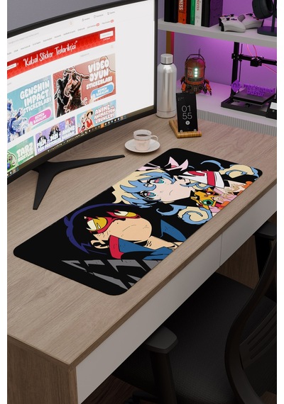 Gurren Lagann Kaymaz Dikişli Kauçuk Oyuncu Mousepad V4 - 70x30 Xl Gaming Mouse Pad Fare Altlığı