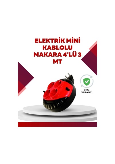 Ers Kırmızı Renk 3 Metre 4 Lü Kablolu Priz Makarası Diğer