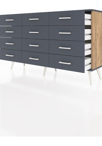 Arges Konsol 12 Çekmeceli 132x30x83 Çam-antrasit/antrasit Antrasit/antrasit Arges Konsol 12 Çekmeceli 132x30x83 Çam-antrasit/antrasit Antrasit/antrasit