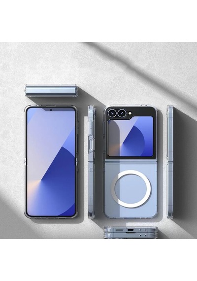 Samsung Uyumlu Galaxy Z Flip 6 Kılıf Sararmaz Ultra İnce Sert Premium Mika Magsafe Kamera Yükseltili Kılıfist Şeffaf