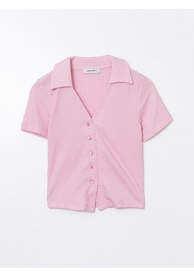 Lcw Vision Pembe Polo Yaka Dokulu Kadın Bluz