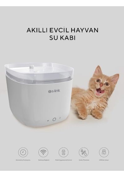 Gaman Sl-22 1.9 L Wifii Akıllı Evcil Hayvan Su Kabı Otomatik Su Kabı