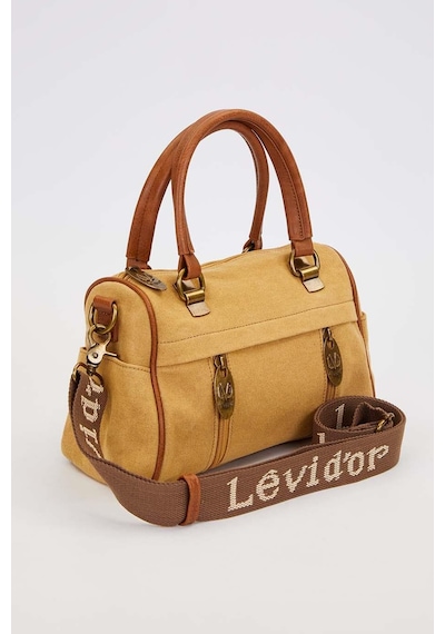 Levidor Kaliteli Kanvas Kumaş Uzun Askılı Orta Boy Kadın El Ve Omuz Çantası 930386 Vizon