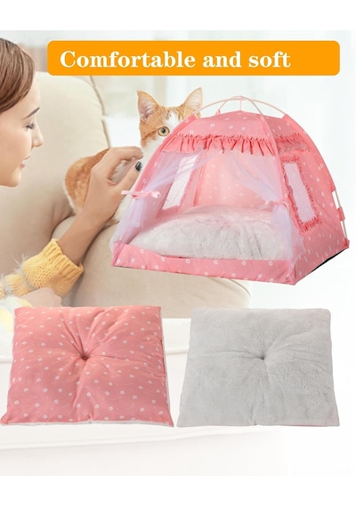 Kedi Prenses İç Mekan Çadır Evi - Kitty Sevimli Çadır İç Mekan, Köpek Evi İç/dış Mekan Mağara Yuvası Kedi, Tavşan Ve Yavru Köpek İçin Küçük Köpek Çadırı S: 39,9 Cm X 39,9 Cm X 36,8 Cm/2,5