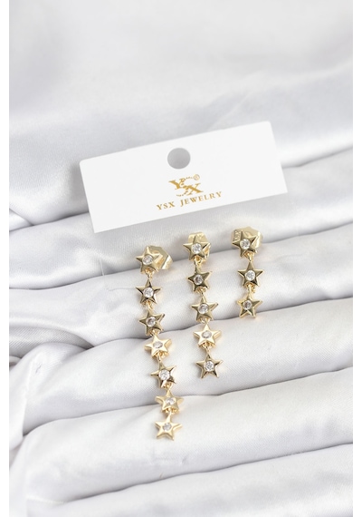 Pirinç Gold Renk Yıldız Model Ysx Trio Küpe Seti Diğer