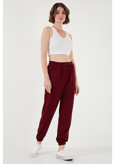Lela Streç Regular Fit Oysho Kumaş Bayan Eşofman Altı 5865798O Bordo