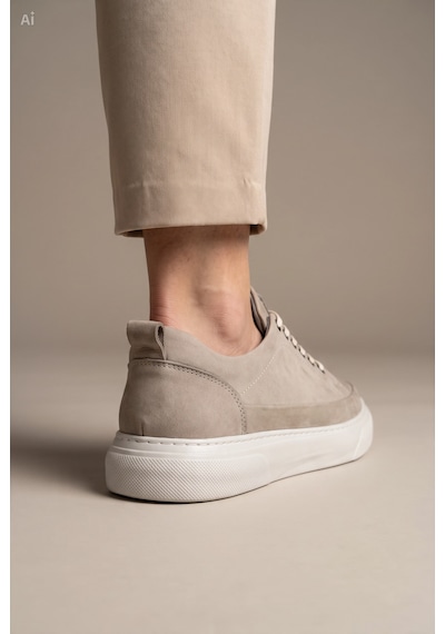 Whiteface Stilist Store Hakiki Deri Günlük Casual Sneaker Günlük Ayakkabı Gri