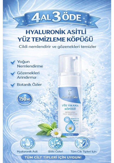 Hyaluronik Asitli Yüz Yıkama Köpüğü 150 Ml Nemlendirici Yüz Temizleme Köpüğü