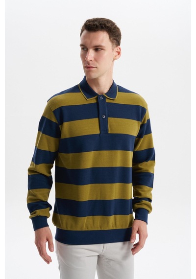 AR-MA Arma Erkek Ribanalı Regular Fit Çizgili %100 Pamuk Ringel Ottoman Kumaş Polo Yaka Düğmeli Sweatshirt K30554952602 İndigo-i1 AR-MA Arma Erkek Ribanalı Regular Fit Çizgili %100 Pamuk Ringel Ottoman Kumaş Polo Yaka Düğmeli Sweatshirt K30554952602 İndigo-i1