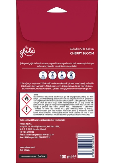 Glade Çubuklu Oda Kokusu Cherry Bloom 100 Ml Kiraz