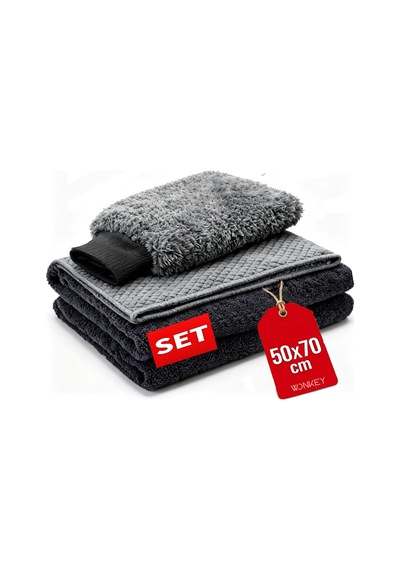 Mikrofiber Oto Yıkama Temizleme Seti Araç Kurulama Havlusu + Otomobil Cam Bezi + Araba Yıkama Eldiveni Paketi, Prof