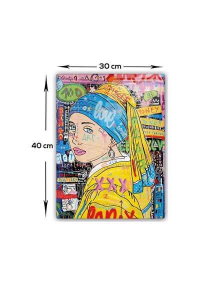 Cam Tablo Popart Serisi İnci Küpeli Kız 30cm X 40cm