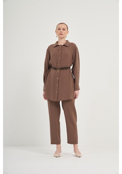 FTZ Women Ftz Pantolonlu Takım Kahve 31035 Kahve