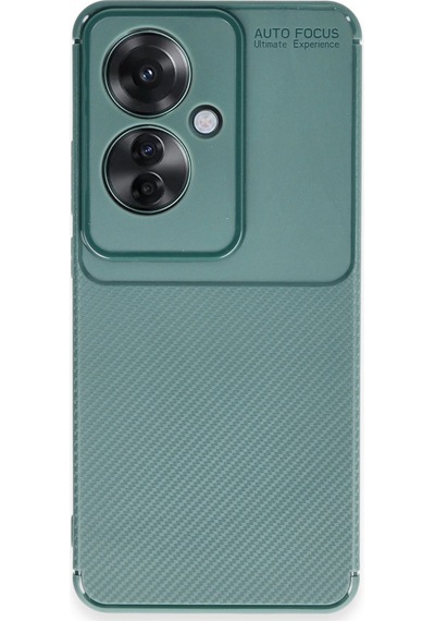 Oppo Reno 11f Uyumlu Kılıf Karbon Tasarım Kamera Korumalı Silikon Telefon Kılıfı Kapak Koyu Yeşil