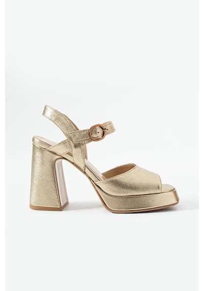 Dericia Shoes Voyage Hakiki Deri Topuklu Ve Platformlu Kadın Sandalet Altın