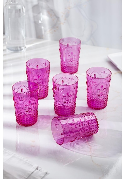 Akrilik Pembe Tekli Kısa Bardak & Su Meşrubat Kahve Yanı Bardağı 400 Ml Cam Değildir Çok Renkli