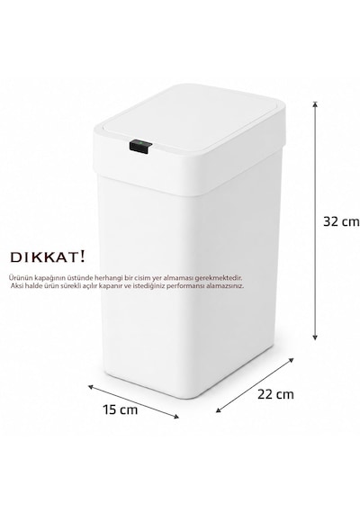 9 Litre Otomatik Hareket Sensörlü Çöp Kovası, Banyo Çöp Kovası, Çöp Kutusu Beyaz