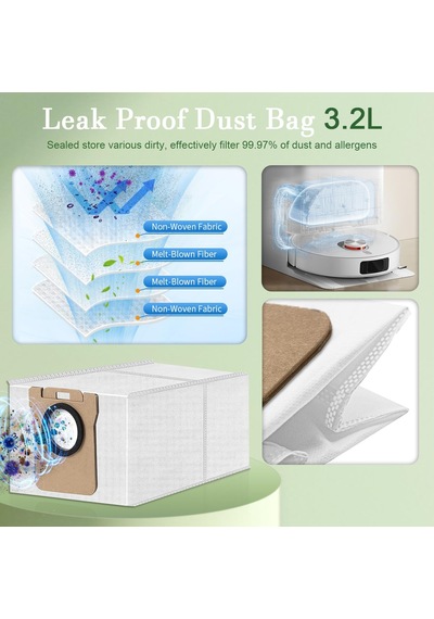 Dream L10s Ultra /l10s Pro Gen 2 /l10 Ultra /l10 Prime İçin Aksesuar Seti, Xiaomi X10+/x20+ İçin Aksesuar, 1 Ana Fırça, 4 Filtre, 6 Toz Torbası, 6 Silme Bezi, 6 Yan Fırça