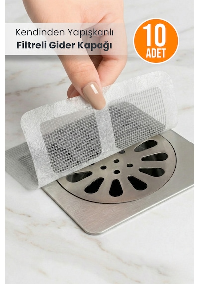10 Adet Kendinden Yapışkanlı Filtreli Gider Önleyici Kapak Tıkanıklık Önleyici Gider Süzgeci 10 Adet