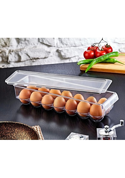 Kapaklı 14'lü Maxi Yumurta Saklama Kabı, Şeffaf Diğer